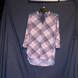 Pink & Gray Sexy Back Lace 3/4 Sleeve Flannel sz M